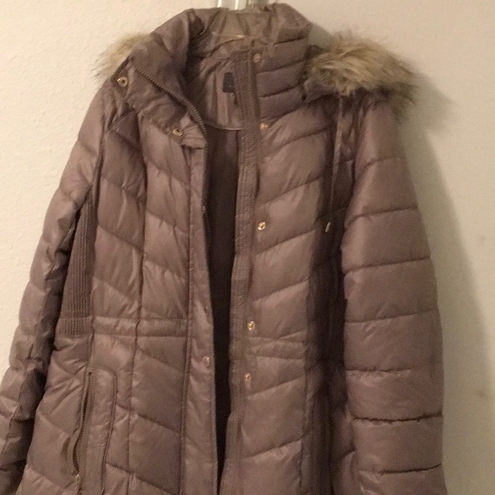 Worn once!   No tags —Warm and pretty.  Fits M—no tags but like new condition